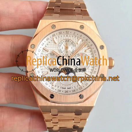 Replica Audemars Piguet Royal Oak Perpetual Calendar 41MM 26574OR.OO.1220OR.01 BF Rose Gold Silver Dial Swiss 5134