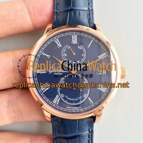 Replica Glashutte Original Senator Chronometer 1-58-01-01-01-04 N Rose Gold Blue Dial Swiss 58-01