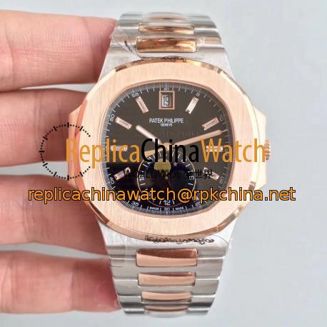 Replica Patek Philippe Nautilus 5726/1A-001 N Rose Gold & Stainless Steel Black Dial Swiss 324 S QA LU 24H/303