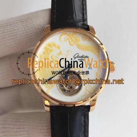 Replica Glashutte Original Senator Meissen Tourbillon Dragon 94-13-02-01-04 N Rose Gold White Dial Swiss 94-11