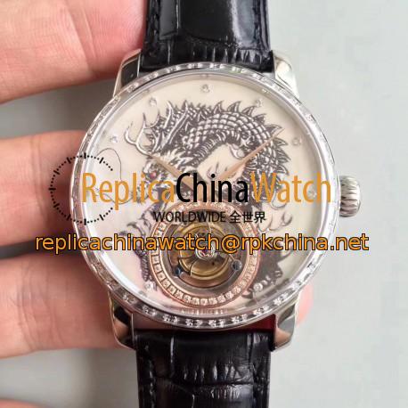 Replica Vacheron Constantin Patrimony Tourbillon N Stainless Steel & Diamonds Dragon Dial Swiss Tourbillon