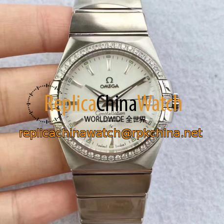 Replica Omega Constellation 123.55.38.20.99.001 38MM SSS Stainless Steel & Diamonds Silver Dial Swiss 8500