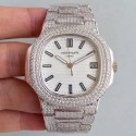 Replica Patek Philippe Nautilus Jumbo 5719/10G-010 MK Stainless Steel & Diamonds White Dial Swiss 324SC