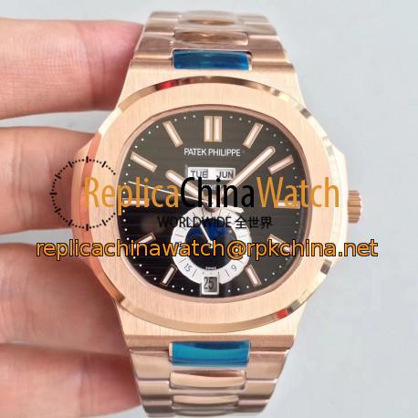 Replica Patek Philippe Nautilus 5726/1A N Rose Gold Black Dial Swiss 324 S QA LU 24H/303