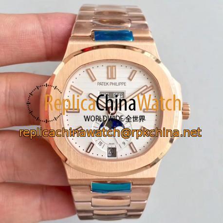 Replica Patek Philippe Nautilus 5726/1A N Rose Gold White Dial Swiss 324 S QA LU 24H/303