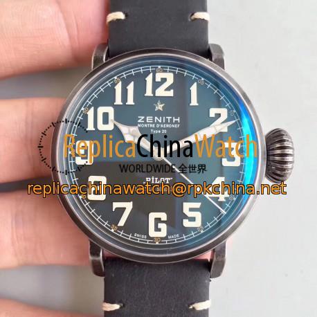 Replica Zenith Pilot Type 20 Extra Special 03.2430.3000.21.C738 XF Stainless Steel Black Dial Swiss 2824-2