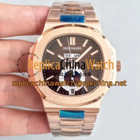 Replica Patek Philippe Nautilus 5726/1A N Rose Gold Brown Dial Swiss 324 S QA LU 24H/303