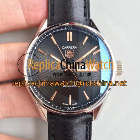 Replica Tag Heuer Carrera Calibre 5 Day-Date 41MM WAR201C.FC6266 HBB V6 Stainless Steel Black Dial Swiss Calibre 5