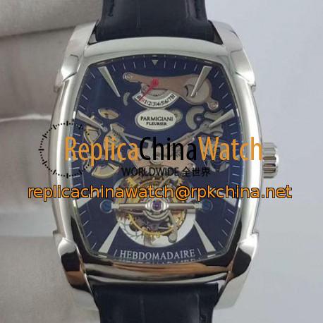 Replica Parmigiani Fleurier Kalpa XL Tourbillon Chiaroscuro PF012512-01 BM Stainless Steel Black Skeleton Dial Swiss PF501