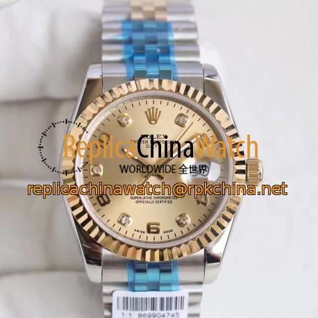 Replica Rolex Datejust 36 116233 36MM N Stainless Steel & Yellow Gold Champagne Dial Swiss 2836-2