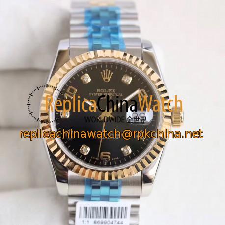 Replica Rolex Datejust 36 116233 36MM N Stainless Steel & Yellow Gold Black Dial Swiss 2836-2