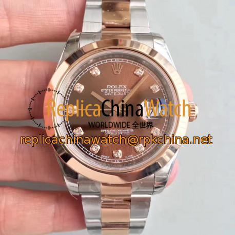 Replica Rolex Datejust II 116333 41MM EW Stainless Steel & Rose Gold Chocolate Dial Swiss 3136