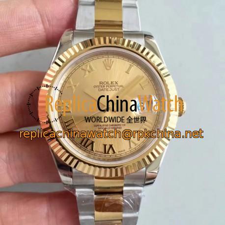 Replica Rolex Datejust II 116333 41MM EW Stainless Steel & Yellow Gold Champagne Dial Swiss 3136