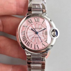 Replica Ballon Bleu De Cartier 33MM W6920100 TW Stainless Steel Pink Dial Seiko NH05A