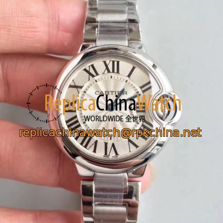 Replica Ballon Bleu De Cartier 33MM W6920084 TW Stainless Steel Silver Dial Swiss Ronda Quartz