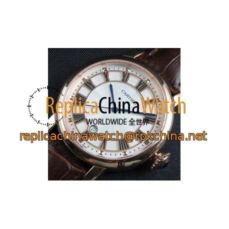 Replica Cartier Rotonde 42MM Rose Gold White Dial Swiss 2824-2