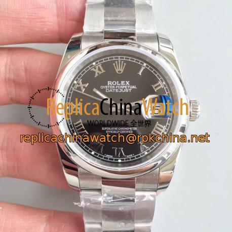 Replica Rolex Datejust 36MM 116234 MIT Stainless Steel 904L Black Dial Swiss 3135