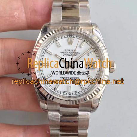 Replica Rolex Datejust 36MM 116234 AR Stainless Steel 904L White Dial Swiss 3135