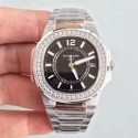 Replica Patek Philippe Nautilus Ladies 7010/1G-010 JJ Stainless Steel & Diamonds Black Dial Swiss Quartz E23-250 S C