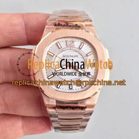 Replica Patek Philippe Nautilus Ladies 7011/1R-001 JJ Rose Gold Silver Dial Swiss Quartz E23-250 S C