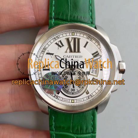 Replica Calibre De Cartier W7100037 42MM JF Stainless Steel White Dial M8205