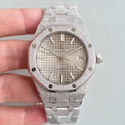 Replica Audemars Piguet Royal Oak Frosted Gold 37MM 15454 JH Stainless Steel Grey Dial Swiss 3120