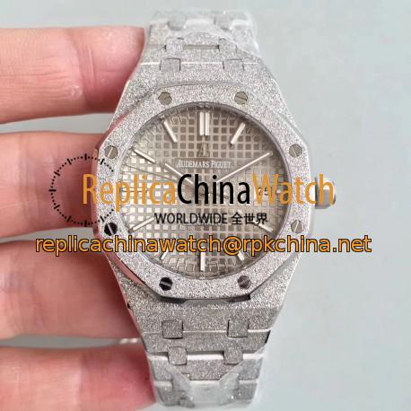 Replica Audemars Piguet Royal Oak Frosted Gold 37MM 15454 JH Stainless Steel Grey Dial Swiss 3120