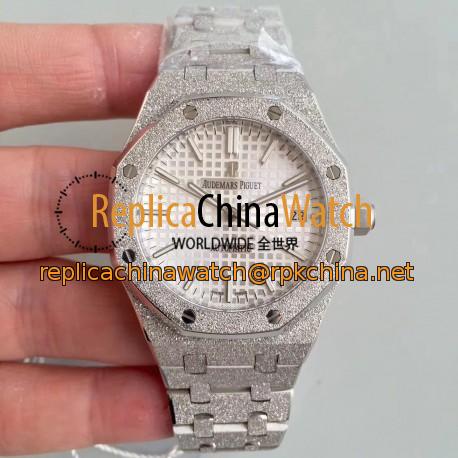 Replica Audemars Piguet Royal Oak Frosted Gold 37MM 15454 JH Stainless Steel Silver Dial Swiss 3120