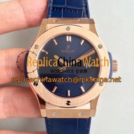 Replica Hublot Classic Fusion Blue King Gold 511.OX.7180.LR JJ Rose Gold Blue Dial Swiss HUB1112