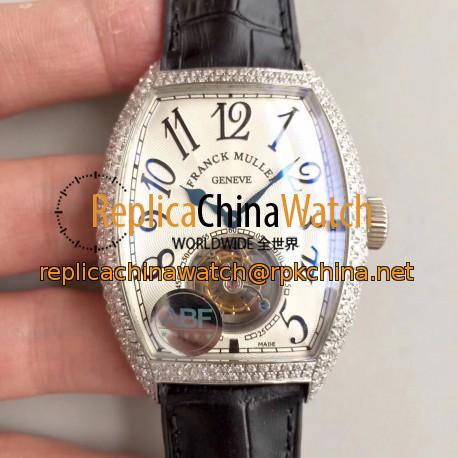 Replica Franck Muller Cintree Curvex Imperial Tourbillon 8880 T ABF Stainless Steel & Diamonds White Dial Swiss Tourbillon