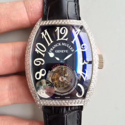 Replica Franck Muller Cintree Curvex Imperial Tourbillon 8880 T ABF Stainless Steel & Diamonds Black Dial Swiss Tourbillon