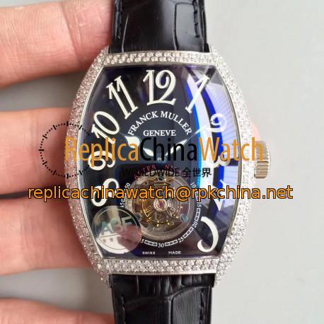 Replica Franck Muller Cintree Curvex Imperial Tourbillon 8880 T ABF Stainless Steel & Diamonds Black Dial Swiss Tourbillon