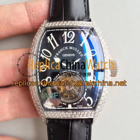 Replica Franck Muller Cintree Curvex Imperial Tourbillon 8880 T ABF Stainless Steel & Diamonds Black Dial Swiss Tourbillon