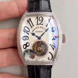 Replica Franck Muller Cintree Curvex Imperial Tourbillon 8880 T ABF Stainless Steel & Diamonds White Dial Swiss Tourbillon