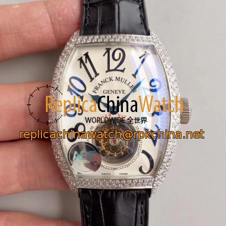 Replica Franck Muller Cintree Curvex Imperial Tourbillon 8880 T ABF Stainless Steel & Diamonds White Dial Swiss Tourbillon