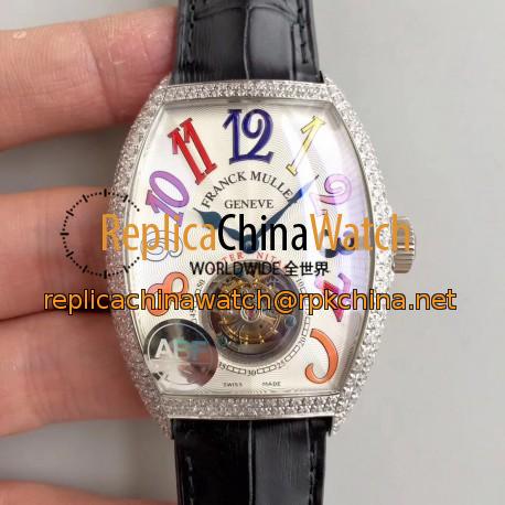 Replica Franck Muller Crazy Color Dreams Tourbillon 8880 ABF Stainless Steel & Diamonds White Dial Swiss Tourbillon