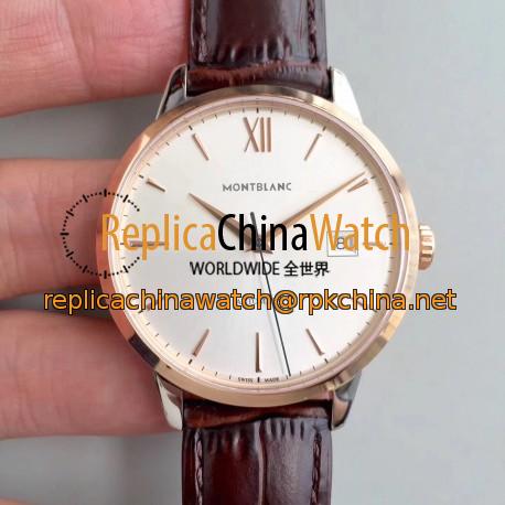 Replica Montblanc Heritage Spirit Date Automatic 111624 ER Stainless Steel & Rose Gold Silver Dial Swiss MB 24.17