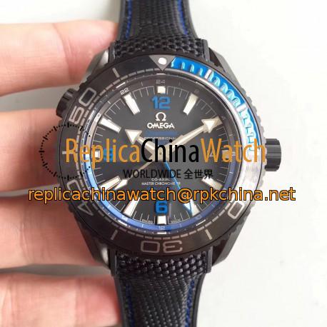 Replica Omega Seamaster Planet Ocean 600M  Deep Black In Blue GMT 215.92.46.22.01.002 JH PVD Black Dial Swiss 8906