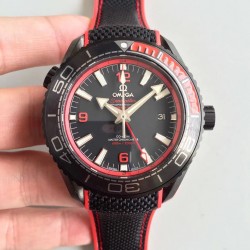 Replica Omega Seamaster Planet Ocean 600M Deep Black In Red GMT 215.92.46.22.01.003 JH PVD Black Dial Swiss 8906