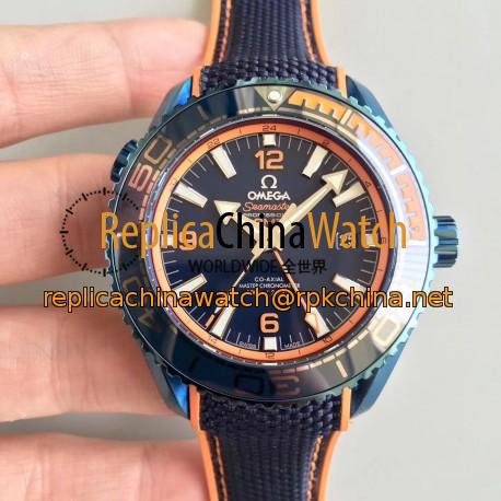 Replica Omega Seamaster Planet Ocean 600M Co-Axial GMT Big Blue 215.32.44.21.01.001 JH Blue PVD Blue Dial Swiss 8906