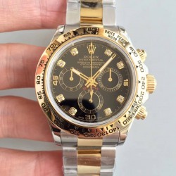 Replica Rolex Daytona Cosmograph 116503 3A 18K Yellow Gold & Stainless Steel 904L Black Dial Swiss 7750 Run 6@SEC