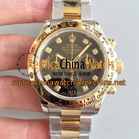 Replica Rolex Daytona Cosmograph 116503 3A 18K Yellow Gold & Stainless Steel 904L Black Dial Swiss 7750 Run 6@SEC