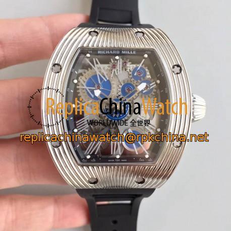 Replica Richard Mille RM018 Tourbillon Hommage A Boucheron N Stainless Steel Blue Skeleton Dial M6T51