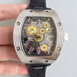 Replica Richard Mille RM018 Tourbillon Hommage A Boucheron N Stainless Steel Yellow Skeleton Dial M6T51