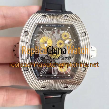 Replica Richard Mille RM018 Tourbillon Hommage A Boucheron N Stainless Steel Yellow Skeleton Dial M6T51