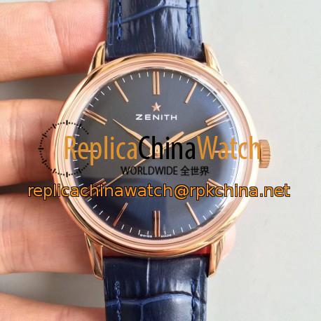 Replica Zenith Elite 6150 150TH Anniversary 18.2270.6150/01.C498 ND Rose Gold Blue Dial Swiss Elite 6150