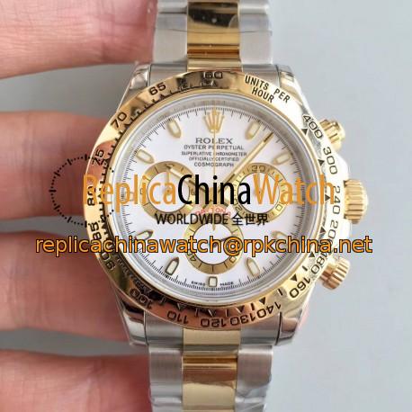 Replica Rolex Daytona Cosmograph 116503 3A 18K Yellow Gold Wrapped & Stainless Steel 904L White Dial Swiss 7750 Run 6@SEC