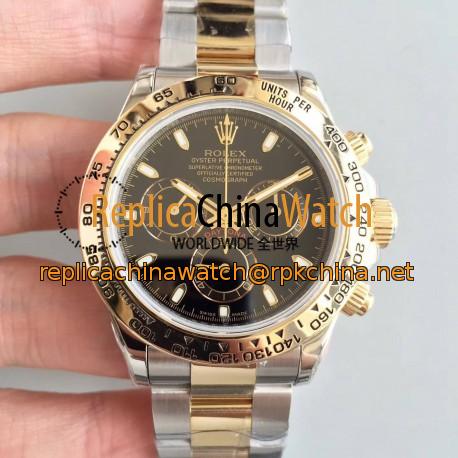 Replica Rolex Daytona Cosmograph 116503 3A 18K Yellow Gold Wrapped & Stainless Steel 904L Black Dial Swiss 7750 Run 6@SEC