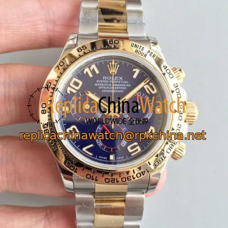 Replica Rolex Daytona Cosmograph 116503 3A 18K Yellow Gold Wrapped & Stainless Steel 904L Blue Dial Swiss 7750 Run 6@SEC