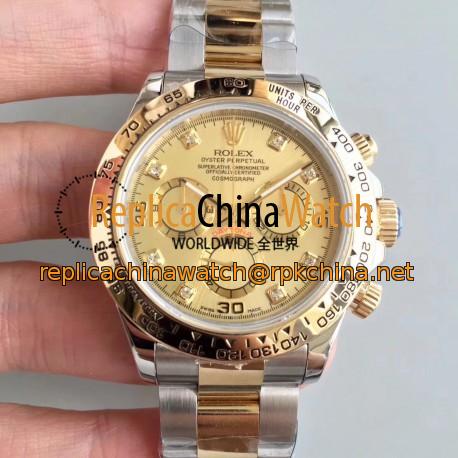 Replica Rolex Daytona Cosmograph 116503 3A 18K Yellow Gold Wrapped & Stainless Steel 904L Champagne Dial Swiss 7750 Run 6@SEC